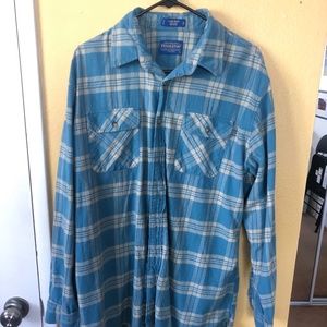 PENDLETON WOOLEN MILLS CLARK FLANNEL BLUE TAN L/S